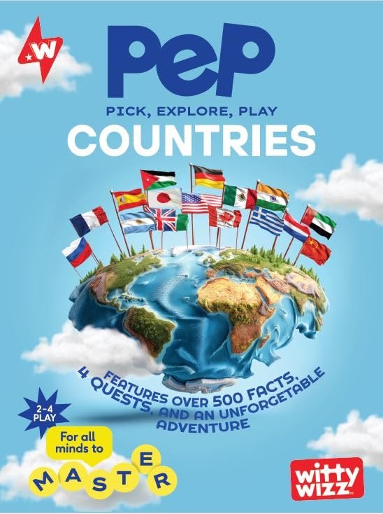 PEP Countries game box — a globe ringed with world flags