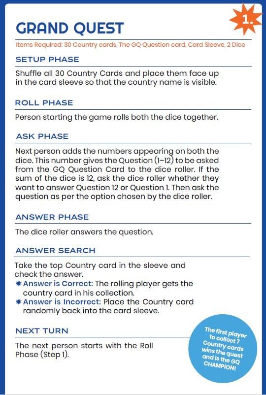 Grand Quest rules sheet